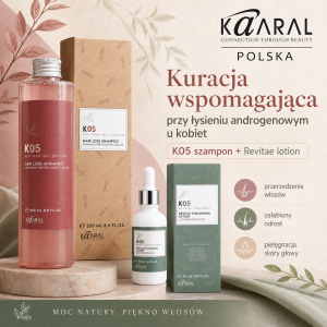  Androgenowe wypadanie włosów u kobiet- Pełna Kuracja - Zestaw  Kaaral K05, Szampon K05 przeciw wypadaniu włosów 250 ml,  Revitae lotion 50 ml | Trychologiczny zestaw przeciw łysieniu| Kuracja na porost włosów + badania i dieta. Darmowa wysyłka. 