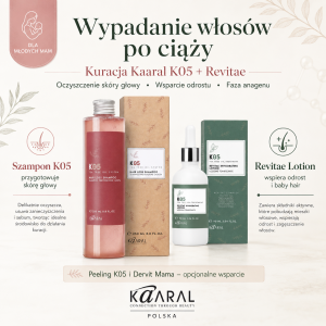Wypadanie włosów po ciąży – Pełna Kuracja Trychologiczna Kaaral K05 z badaniami, dietą i zaleceniami | na odrost włosów, baby hair, zahamowanie wypadania, regeneracja i wzmocnienie włosów po porodzie i w laktacji. Darmowa wysyłka!