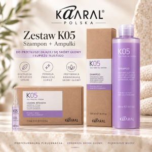  Kaaral K05 – Duży Zestaw do tłustej skóry głowy i łupieżu tłustego. Oczyszczająco-Regulujący| Szampon 500 ml + Ampułki 12x10 ml.  Naturalne Składniki Przeciwko Łojotokowi i Łupieżowi. Darmowa Dostawa